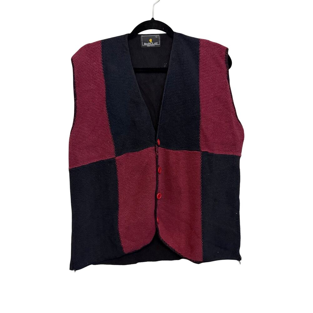 Barclay Colorblock Sweater Vest Mens L Red Blue Grandpacore Mature Heritage USA